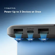 Power Bank Oraimo Powerflow L1, 10000mah, Carga Rapida 15w, 3 Puertos (2 Usb-a, 1 Usb-c), Negro.